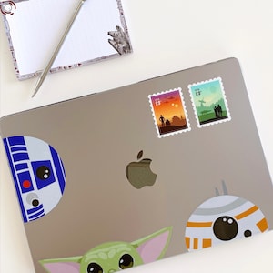 Princess Leia Han Solo Postage Stamp Sticker/ Star Wars Endor Vintage Retro Disney Couple Water bottle Hydro Cellphone Decals image 7