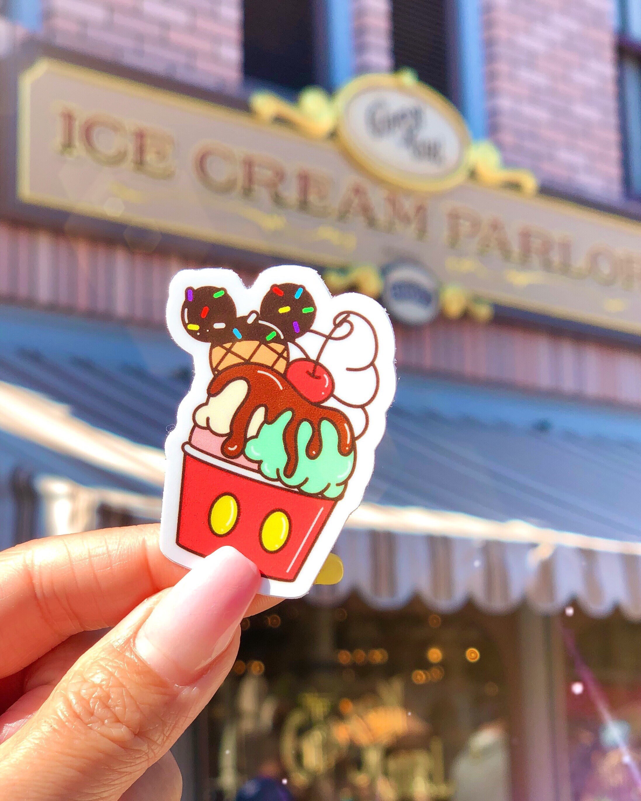 Sundae Ice Cream Mickey shaped Waffle Sticker/ Disney Laptop Phone Ca…