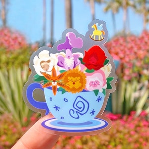 Singing Flowers Wonderland Teacup Sticker/ Alice in Wonderland Laptop Stickers/ Disney Tea Cup water bottle decal decor sticker