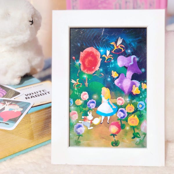 Alice in Wonderland Watercolor Art Print, Nursery Decor (5x7)