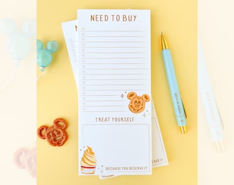 Treat Yourself Snacks Grocery List Planner Notepad/ Mickey Waffle Ice Cream Memo Home Work Shopping Checklist Stationery Kitchen Organizer