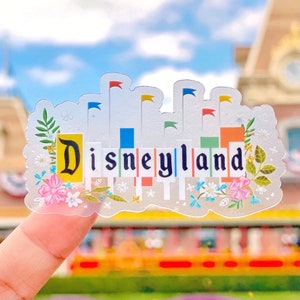 Vintage Disneyland Floral Sign Transparent Laptop Sticker/ Retro Mickey Disney bujo bullet journal planner decal water bottle image 4