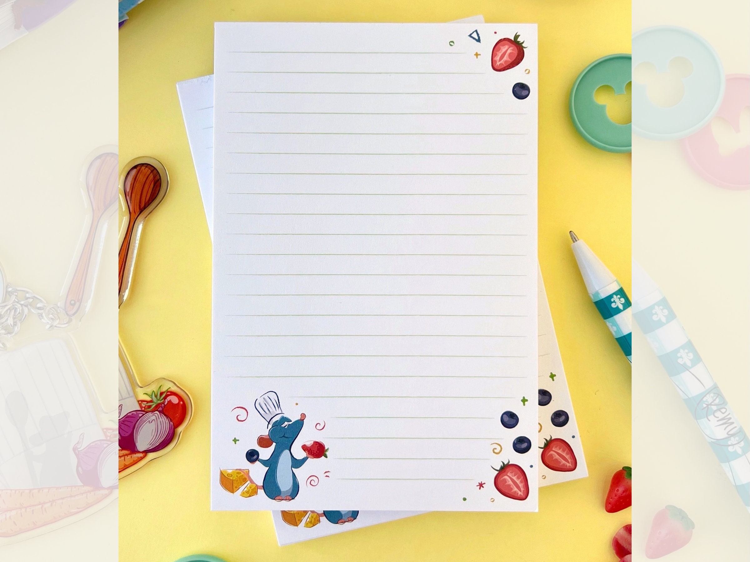 Little Chef Memo Notepad/ 50 sheets grid dot bullet journal/ Recipe Grocery List Disney planner paper scrapbook stationery notebook supplies
