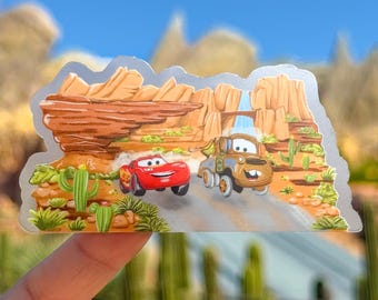 Pegatina transparente para portátil Radiator Racer Friends/Carsland Pixar Disney, calcomanía oculta de Mickey, planificador para teléfono celular, botella de agua/regalo de cumpleaños