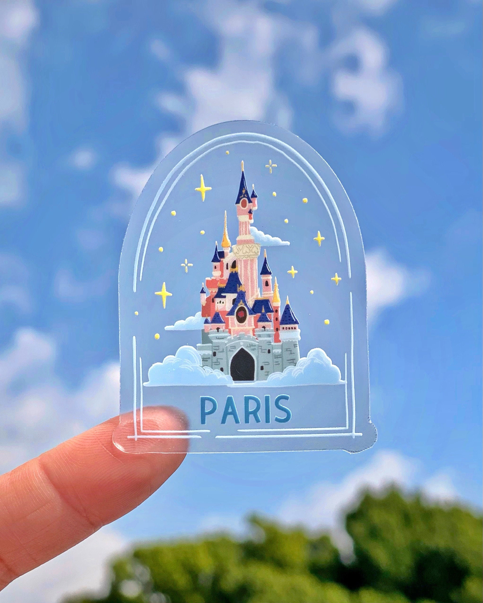 パリの天空の城 透明ビニールステッカー - Etsy 日本