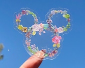 Succulent Floral Wreath Transparent Laptop Sticker Mickey Disney bujo bullet journal planner decal water bottle