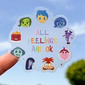 All Feelings Are Ok Wreath Transparent Disney Laptop Stickers/ Inside Out Joy Anxiety Sadness Emotions planner decal water bottle cellphone