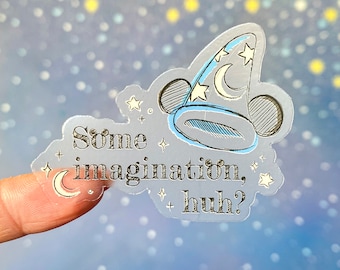 Sorcerer Mickey Quote Sticker, Transparent Vinyl Decal