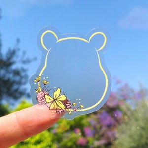 Winnie the Pooh Floral Wreath Sticker - Transparent Waterproof Decal