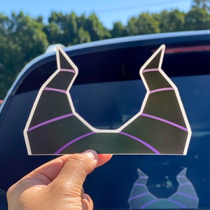 Maleficent Peeker Transparent Car Decal/ Villain Horns Peekaboo Window Bumper Vinyl Disney Luggage Helmet Guitar Laptop Jumbo Sticker