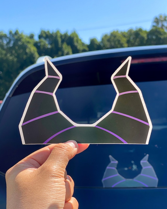 Maleficent Peeker Transparent Car Decal/ Villain Horns Peekaboo Window Bumper Vinyl Disney Luggage Helmet Guitar Laptop Jumbo Sticker