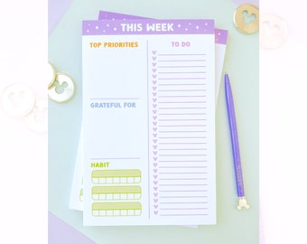 Rainbow To Do List With Habit Tracker & Gratitude Weekly Planner Notepad/ Memo Pad Undated Work Entrepreneur Stationery Simple A5 Organizer