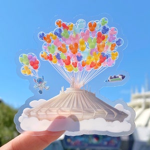 Space Mountain Mickey Ballonnen Transparante Laptop Sticker / Magic Kingdom Tomorrowland Disney sticker / planner waterfles