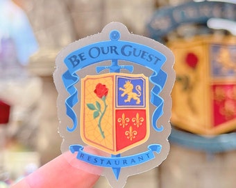 Be Our Guest Transparent Sticker/ Beauty and the Beast Disney Laptop decal cellphone case planner Water bottle sticker