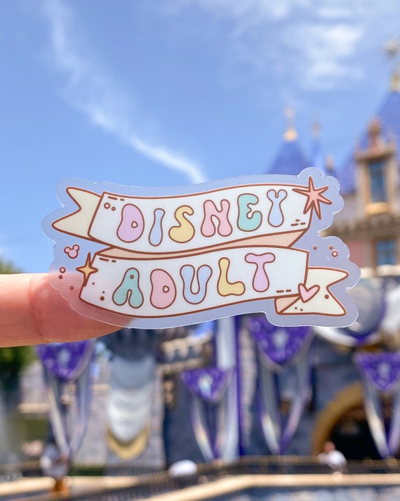 Magical Disney Adult Banner Transparent Laptop Sticker/ Hidden Mickey Pastel cell phone case bullet journal planner decal water bottle