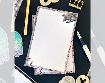 Falcon Datapad Notepad/ Star Wars/ 50 sheets memo grid dot bullet journal/ Disney planner paper scrapbook stationery notebook supplies