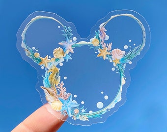 Zeemeermin oceaankrans transparante laptop sticker/bloemen Mickey Disney feestartikelen cadeau bujo bullet journal planner sticker waterfles