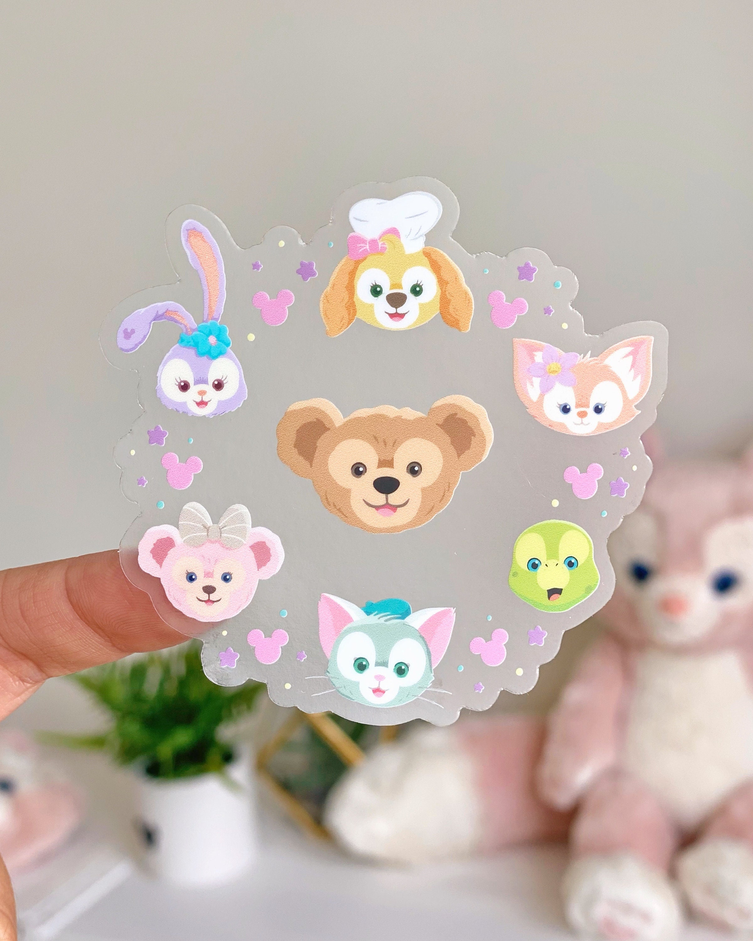 Duffy & Friends Wreath Transparent Laptop Sticker Disney decal/ Stella Lou Shellie May Olu Mel Cookie Ann Lina Bell planner water bottle