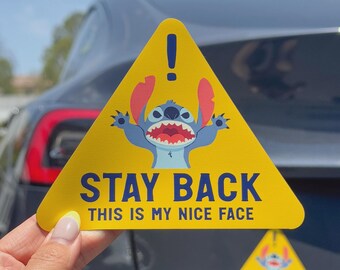 Stay Back Warning Magnet/ Stitch cell phone water bottle planner decal