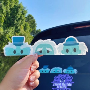 Hitchhiking Ghosts Peeker Car Decal/  Haunted Mansion Peekaboo Window Bumper Vinyl Disney Luggage Helmet Guitar Laptop Jumbo Sticker