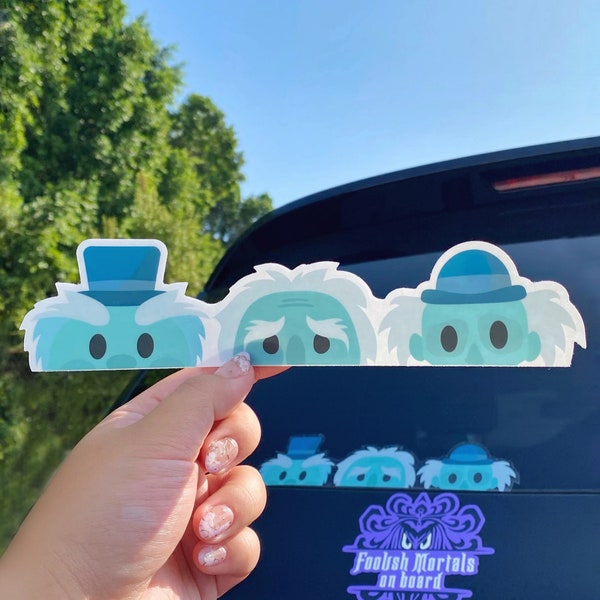 Naklejka na samochód z duchami autostopowicza / naklejka z oknem z widokiem na nawiedzony dwór, naklejka na zderzak z winylu Disney, torba, kask, gitara, laptop, duża naklejka