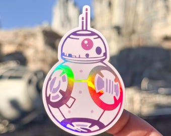 BB-8 PINK Holographic Sticker/ Star Wars Droid Disney Laptop Stickers/Mickey Vinyl Decals/ Batuu Galaxy's Edge / Bujo Journal Planner