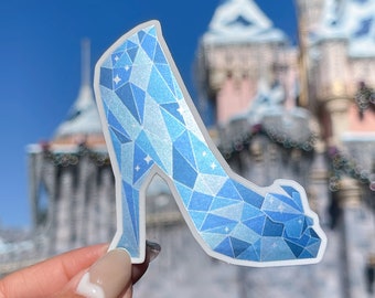 Cinderella Glass Shoe Holographic Sticker/ Classic Princess Slipper Disney Laptop Stickers/Mickey Vinyl Decals / Bujo  Journal