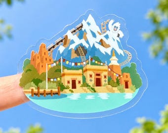 Expedition Everest Transparent Sticker: Animal Kingdom Mickey Yeti Decal (2.68" x 2.13")