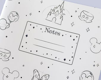 Sketch Saddle Stitch Notebook/ Black Foiled B6 lined journal, 300gsm ivory paper planner
