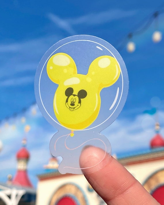 Yellow Mickey Balloon Transparent Laptop Sticker/ Disneyland Disney World  Decal/ Planner Souvenir Water Bottle Souvenir Cell Phone Decal 