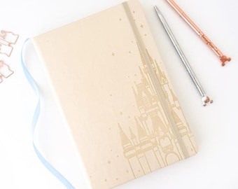 Castle Embossed Notebook/ A5 vegan lined journal, 80gsm ivory paper/ Disneyland Disney World Planner Journal