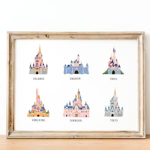 Castles Collection Art Print/ Disney Castles Home Decor/ Office Living Room Dorm Office Nursery Print Decoration