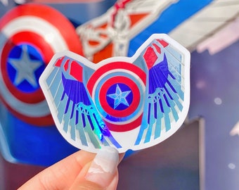 Falcon Captain America Holographic Sticker/ Sam Wilson Marvel Laptop Stickers/ Disney Vinyl Decals Stationery Journal Planner Water Bottle