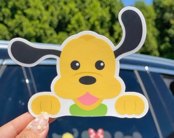 Pluto Peeker Transparent Car Decal/ Mickey Minnie Peekaboo Window Bumper Vinyl Disney Luggage Helmet Guitar Laptop Jumbo Sticker