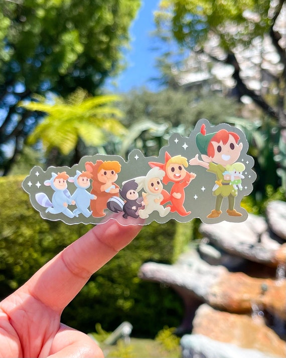 Peter Pan and The Lost Boys Plushie Transparent Disney Laptop Stickers/ Neverland Tinker Bell planner stationery decal water bottle phone