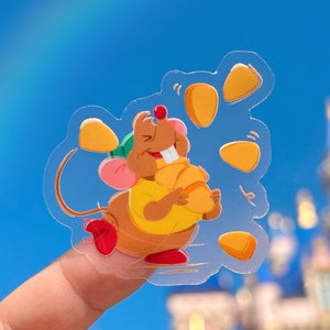 Greedy Gus Gus Pegatina transparente / Cenicienta boceto Princesa Compañero Jaq Jaq Mouse Disney Phone Case Sticker Journal calcomanía de botella portátil