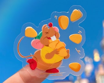 Greedy Gus Gus Transparent Sticker/ Cinderella sketch Princess Sidekick Jaq Jaq Mouse Disney Phone Case Sticker Journal laptop bottle decal