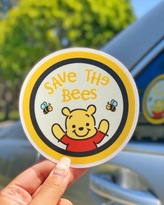 Save The Bees Pooh Auto Aufkleber/ Umwelt Positivität Auto Fensteraufkleber  Vinyl Sticker/ Disney Gepäckhelm Gitarre Laptop Jumbo Sticker - .de