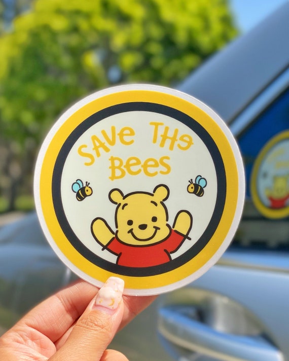 Save The Bees Pooh Car Decal, Environment Positivity Vinyl Sticker