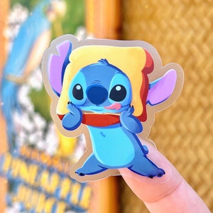 Hungry Stitch Bread Face Transparent Disney Laptop Stickers/ Lilo and Stitch Ohana Aloha planner stationery decal water bottle cell phone