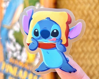 Hungry Stitch Bread Face Transparent Disney Laptop Stickers/ Lilo and Stitch Ohana Aloha planner stationery decal water bottle cell phone