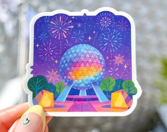 Autocollant vinyle Epcot Spaceship Earth Feux d'artifice, décalcomanie WDW