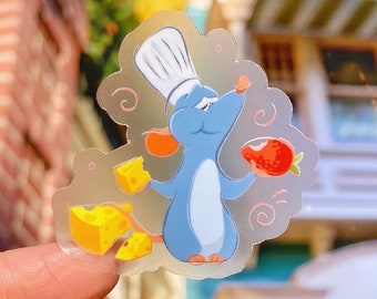 Remy Seeing Flavors Transparent Sticker/ Ratatouille Chef Pixar Foodie Disney Laptop Stickers/ cell phone bottle laptop planner decal