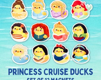 12-pack Princess Ducks Cruise Mangets, Fish Extender Gifts Door Car Accessory Kids Children Pixiedust