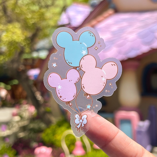 Balloons Bundle Transparent Laptop Sticker/ Mickey Pastel