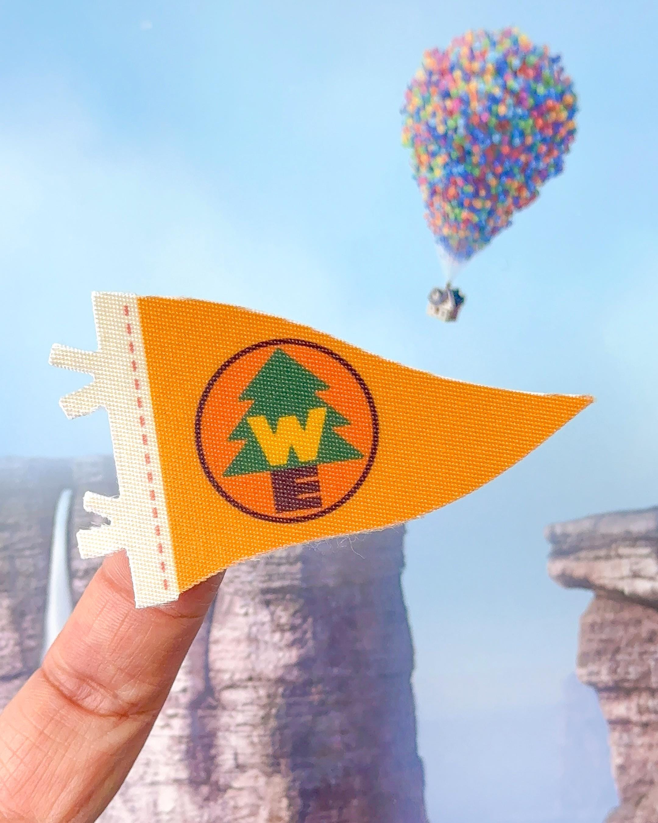 Wilderness Explorer's Pennant Flag Fabric Sticker/ Up Pixar Disney Dog decal/ Adventure journal planner laptop sticker