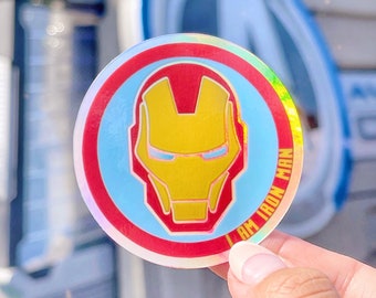 I am Iron Man Holographic Sticker/ Tony Stark Helmet Disney Marvel Laptop /Mickey Vinyl Decals Stationery Journal Planner Water Bottle