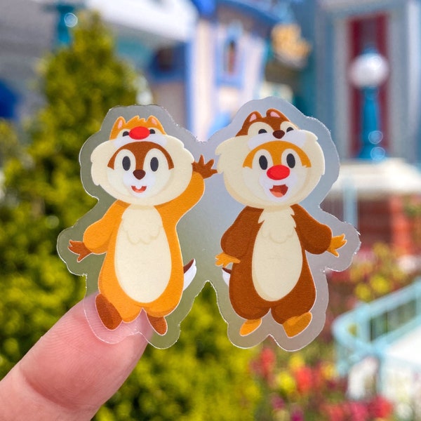 Chip & Dale Opposites Day Costume Party Transparent Disney Laptop Stickers/ planner stationery decal water bottle cell phone