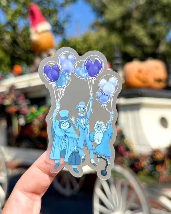 Grim Grinning Ghosts Mickey Balloon Haunted Mansion Sticker, Waterproof Vinyl