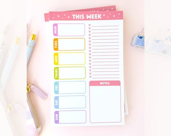 Rainbow Multipurpose Weekly Planner Notepad/ Hidden Mickey Memo To do/ Undated Work Entrepreneur Small Biz Stationery Simple A5 Organizer